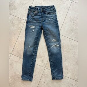 American Eagle Outfitters Blue Distressed Skinny Jeans